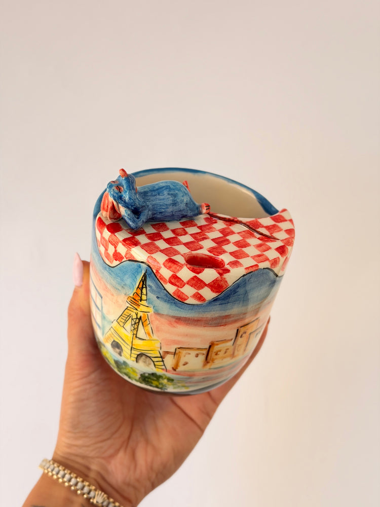 Little Chef handmade ceramic takeaway mug