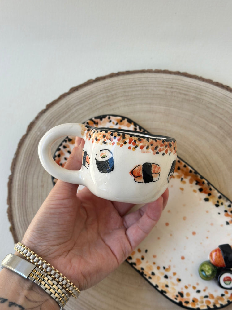 Sushi handmade cup and plate