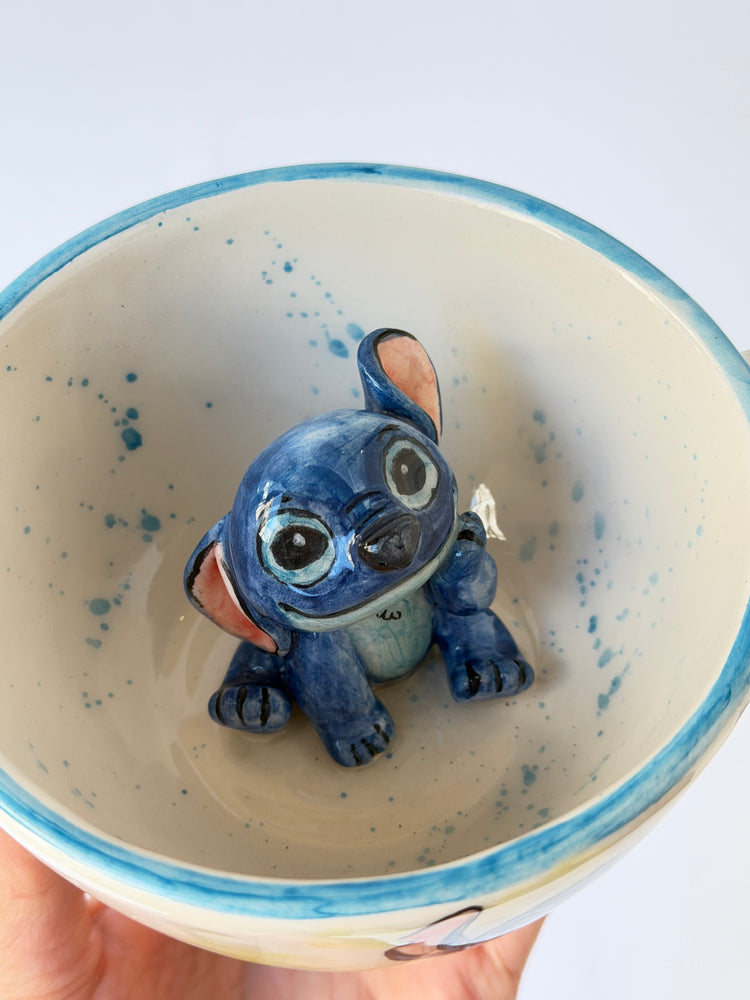 Blue monster handmade ceramic mug