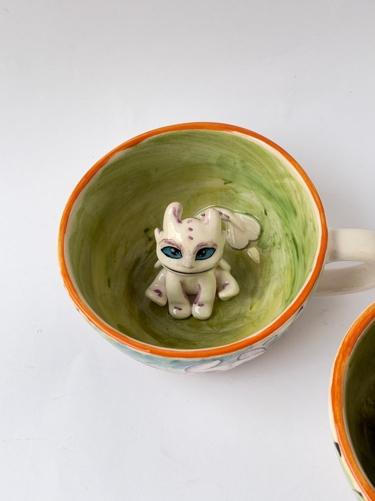 Handmade couple ceramic dragons mugs
