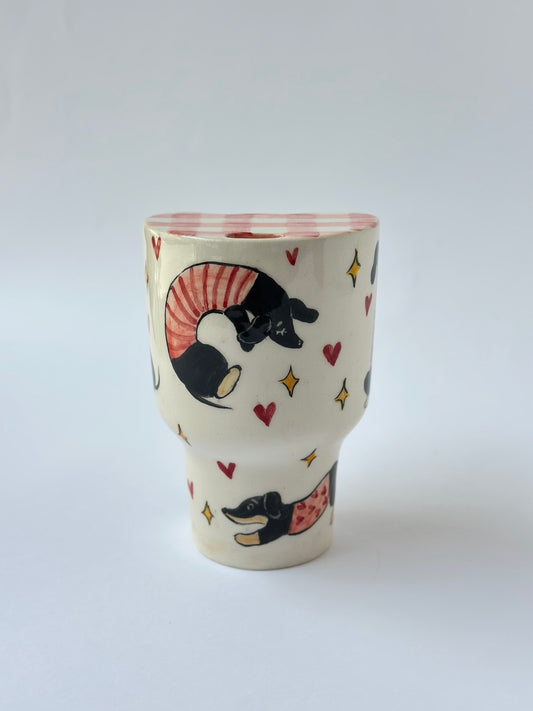 Dachshund dog handmade ceramic takeaway mug