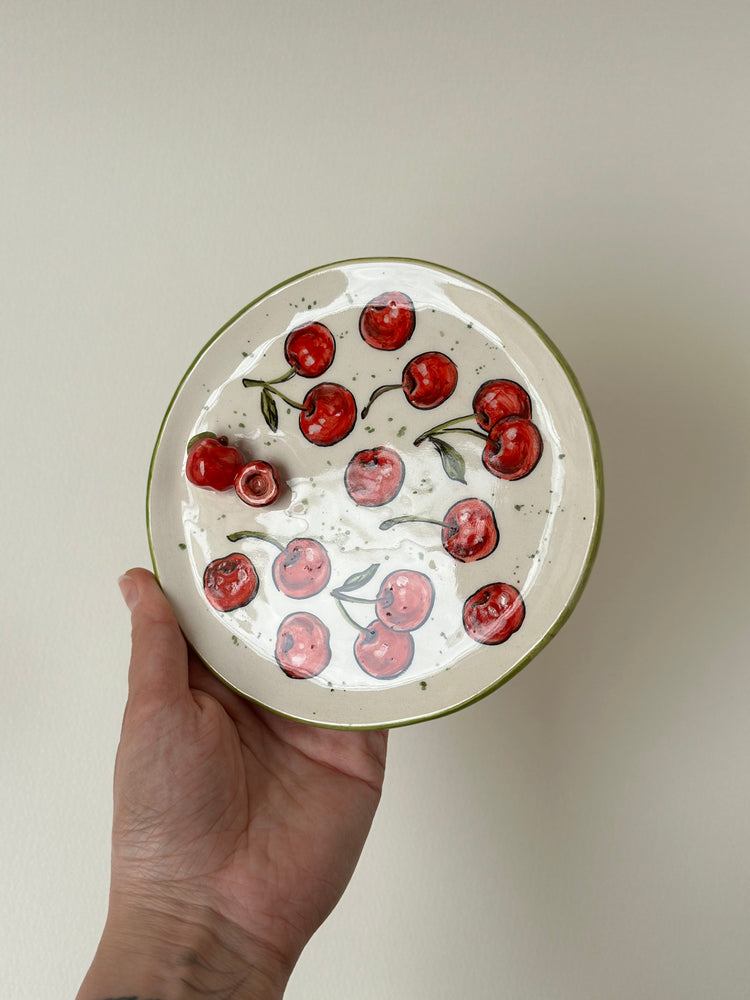 Cherry handmade plate 14x14