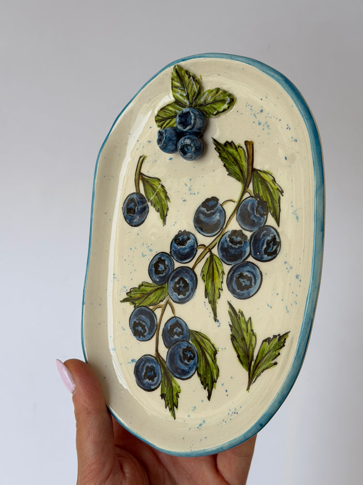 Blueberry handmade ceramic plate