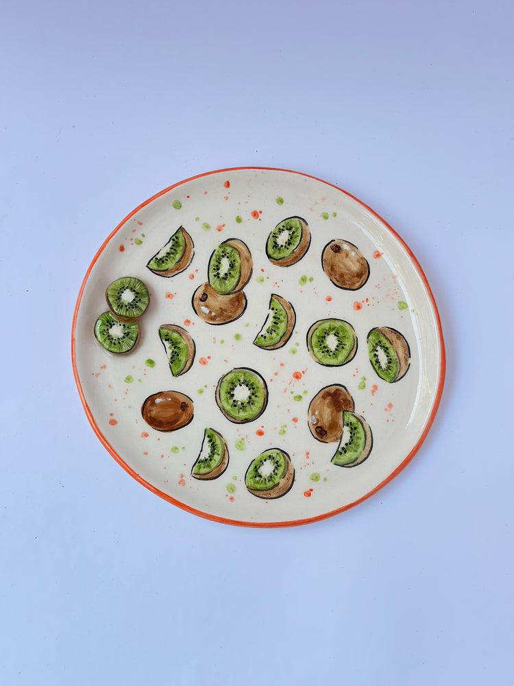 Kiwi fruit handmade plate