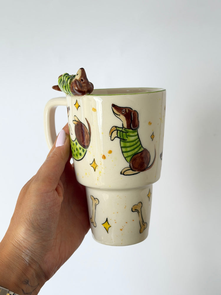 Dachshund dog handmade takeaway mug