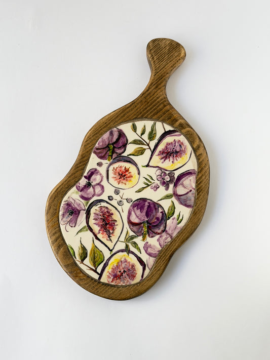 Fig Handmade ceramic wooden serving tray