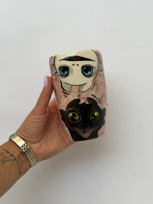Dragons handmade ceramic takeaway mug