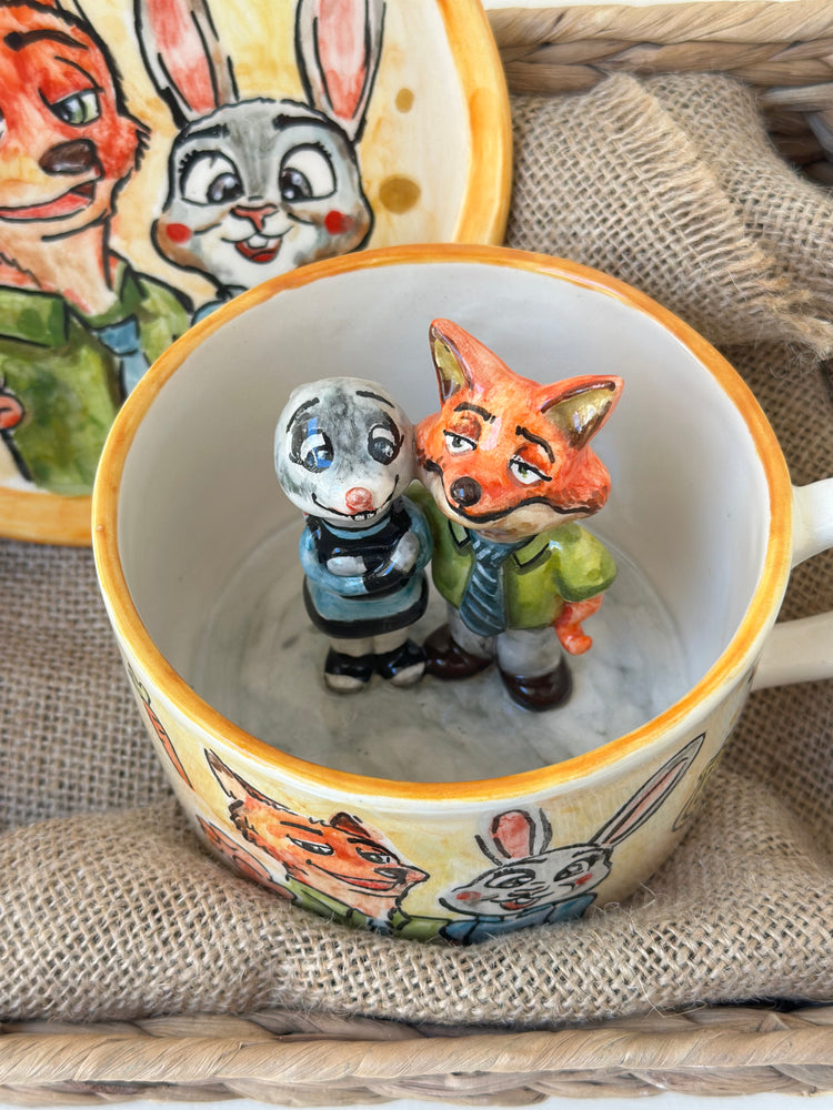 Nick and Judy handmade mug and plate