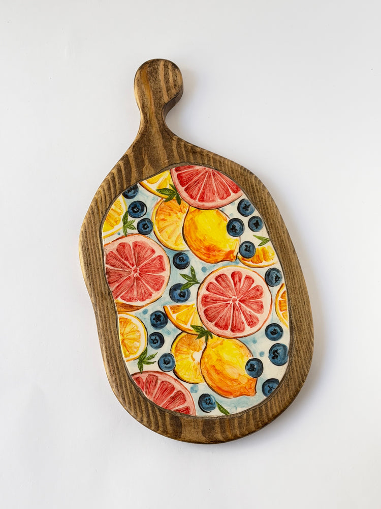 Fruits handmade ceramic Wooden serving tray