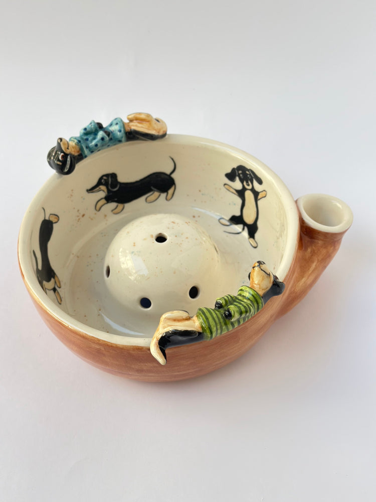 Dachshund dog handmade fruit washing bowl