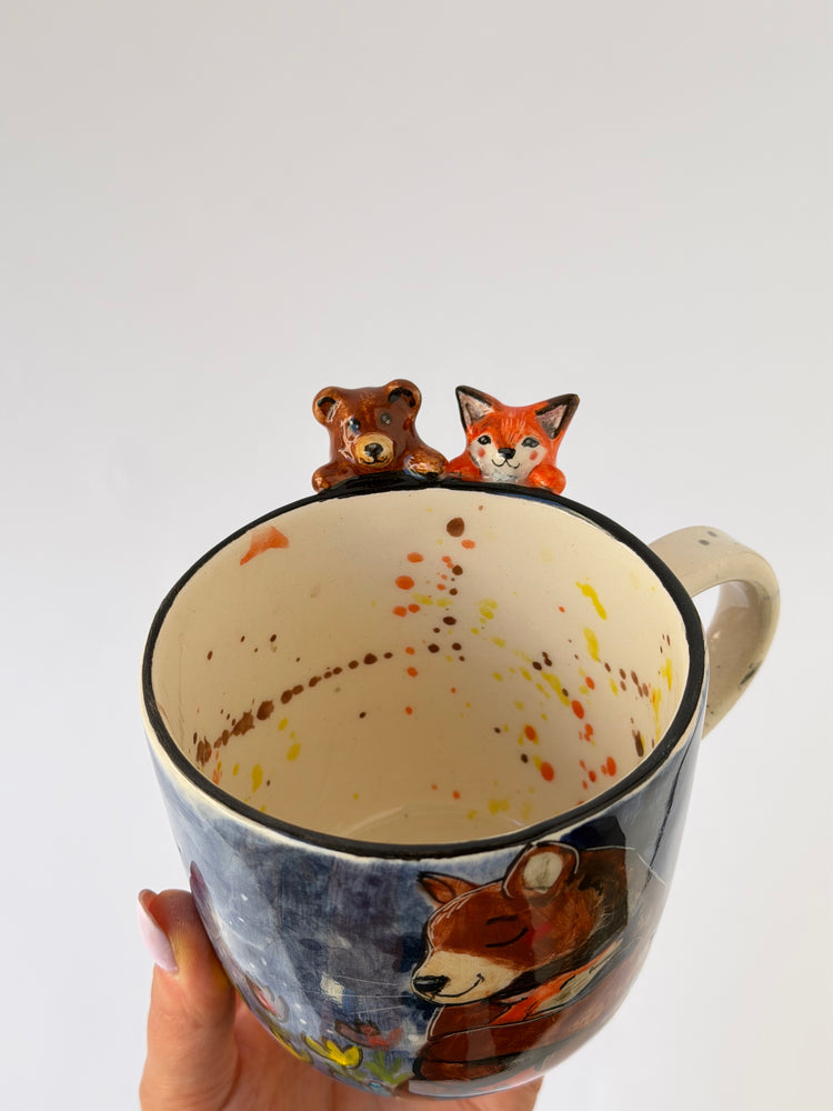 Fox and Bear handmade ceramic mug