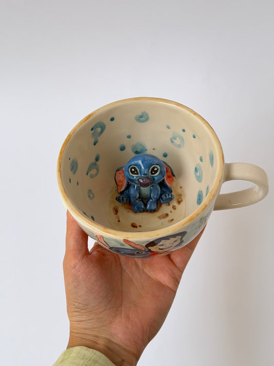 Blue monster handmade ceramic mug