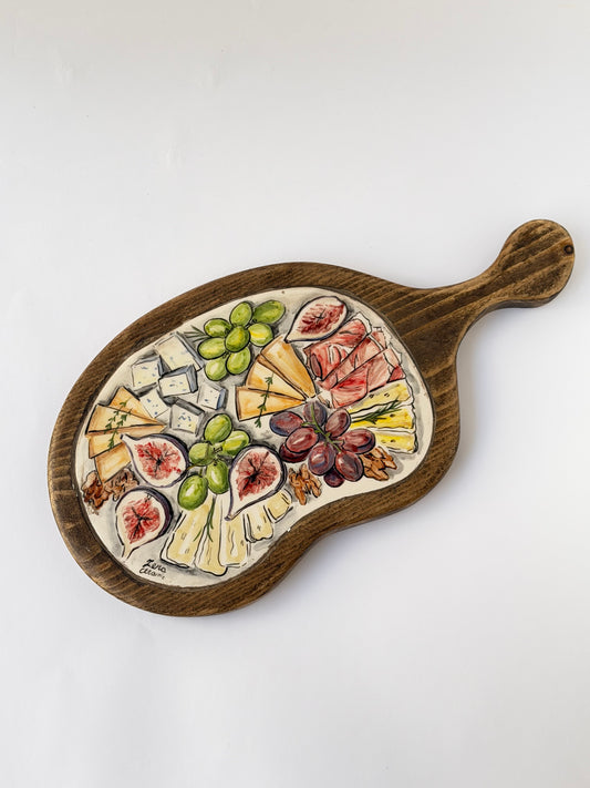 Handmade ceramic wooden serving tray