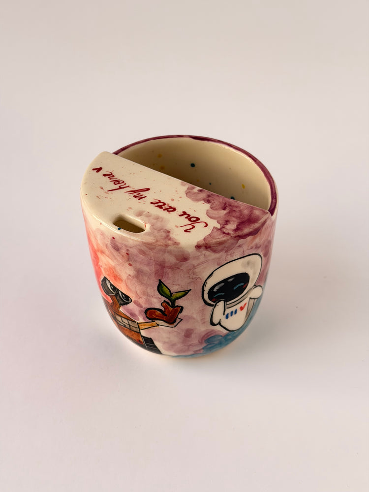 Couple handmade ceramic takeaway mug