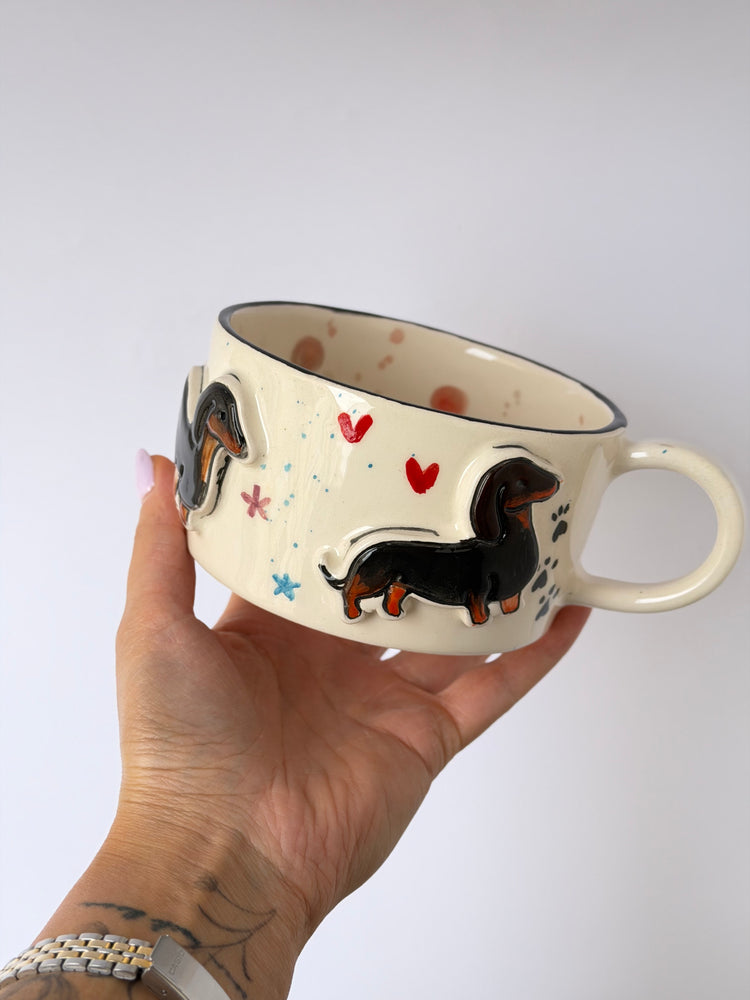 Dachshund dog handmade ceramic mug