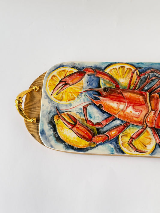 Handmade ceramic wooden serving tray