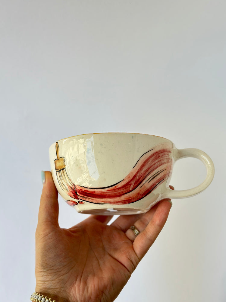 Pink handmade ceramic mug