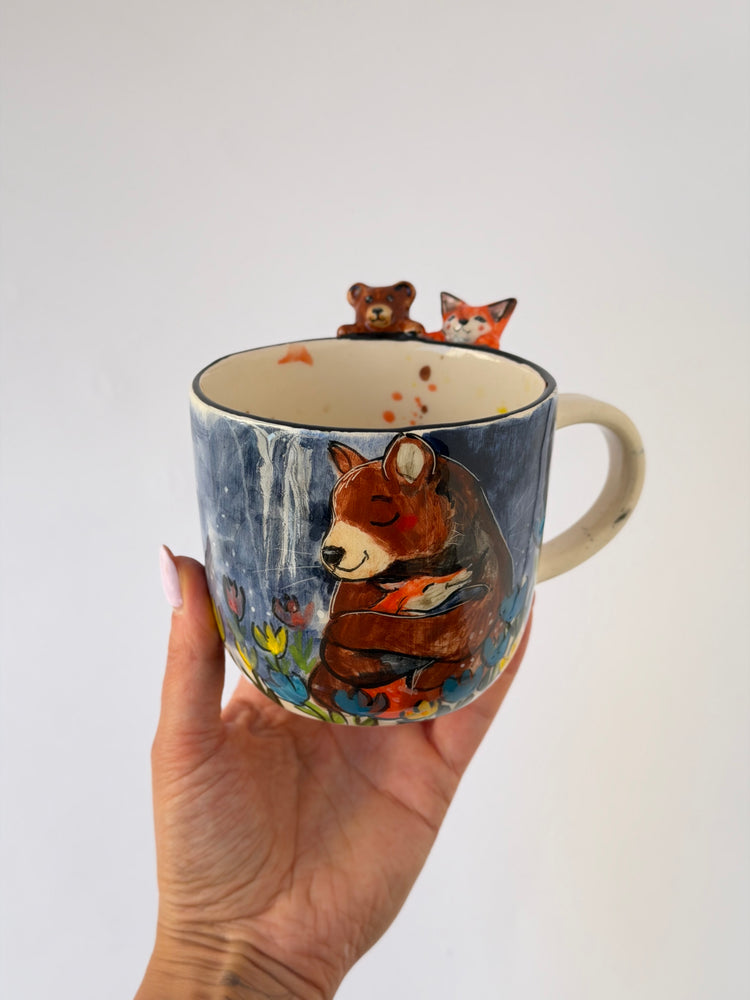 Fox and Bear handmade ceramic mug