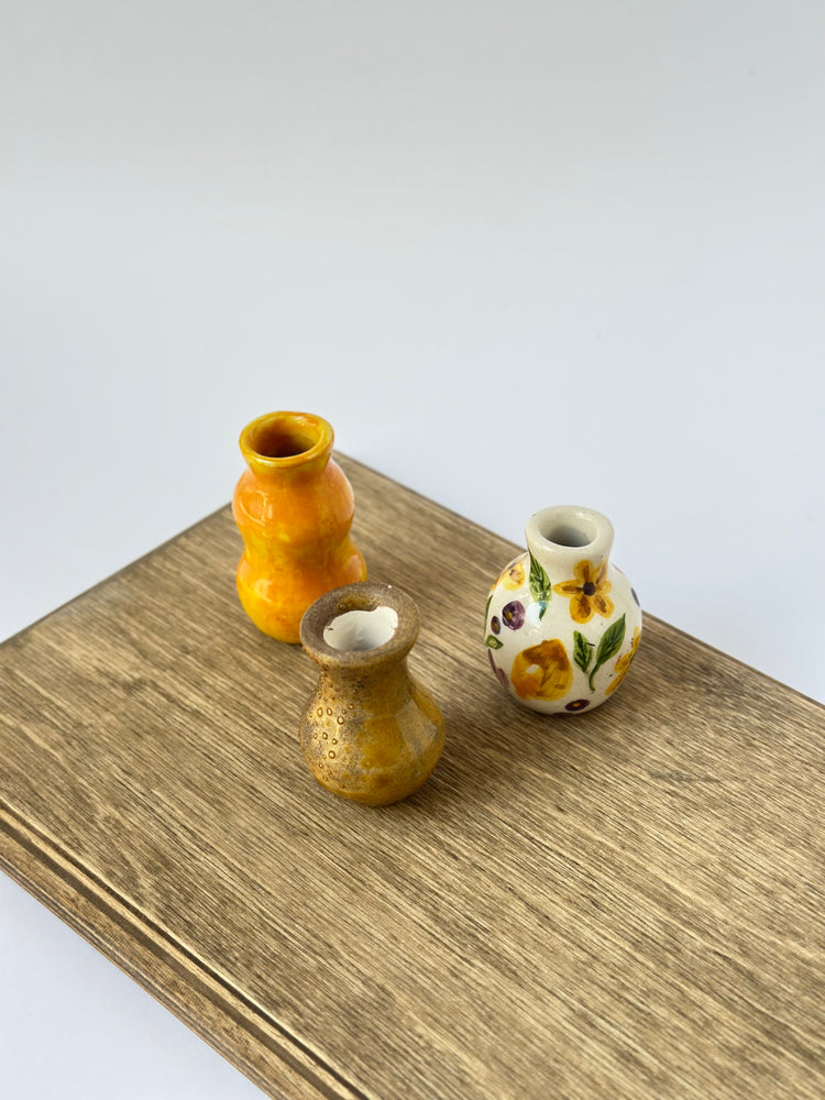 Small mini ceramic handmade decorative vase (set of three)