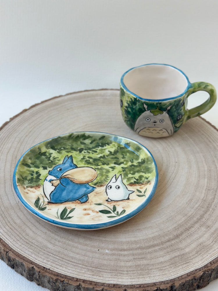 Totoro handmade coffee cup and plate