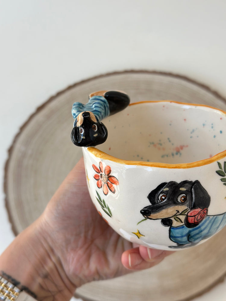 Dachshund handmade coffee cup