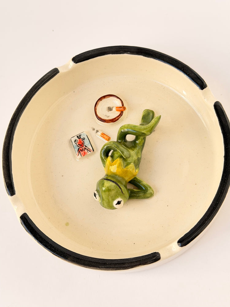 Kermit handmade ceramic ashtray