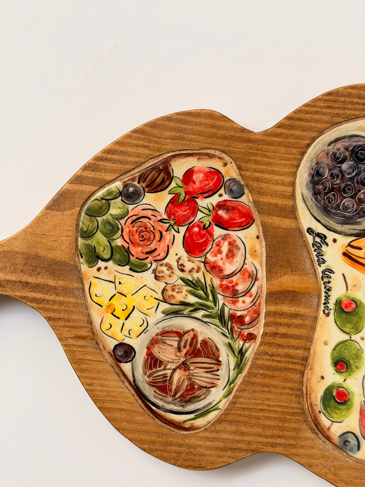 Ceramic & Wood Charcuterie Serving board (34x19)