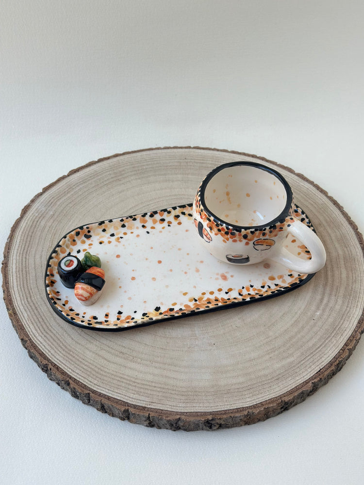 Sushi handmade cup and plate