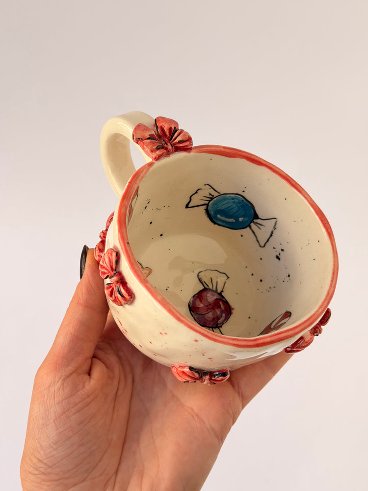 Pink handmade ceramic mug
