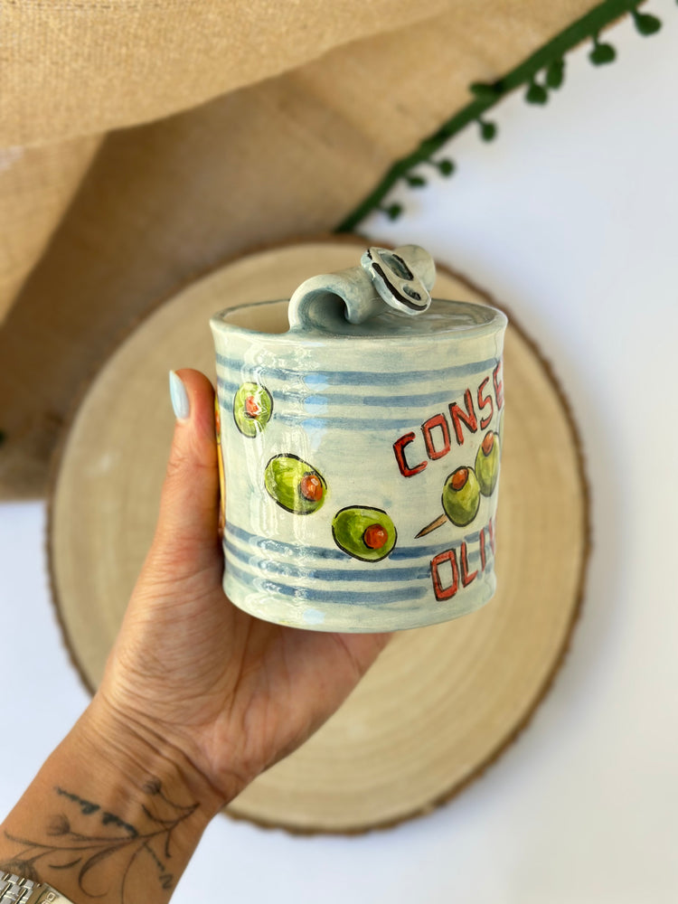 Canned goods handmade ceramic mug