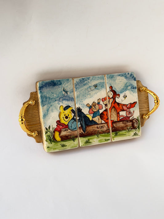 Handmade ceramic wooden serving tray