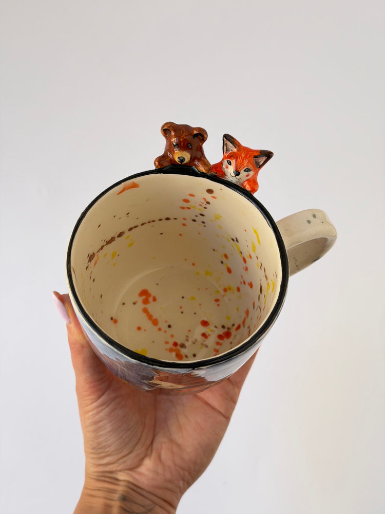 Fox and Bear handmade ceramic mug