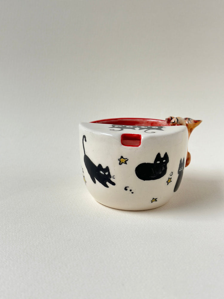 Cat takeaway handmade mug