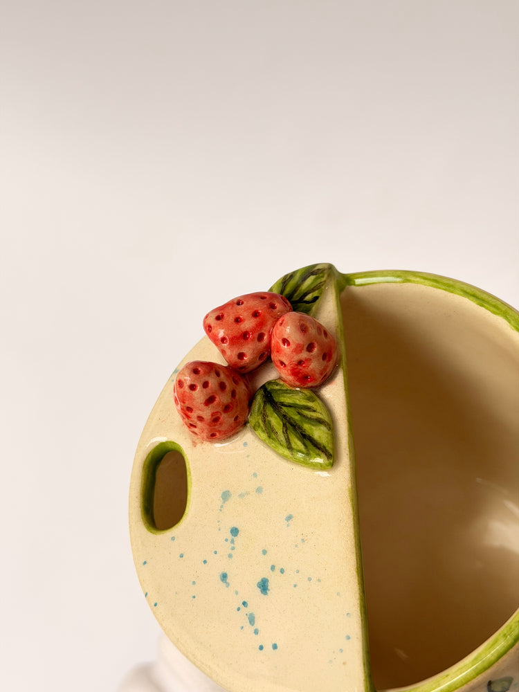 Raspberry handmade ceramic takeaway mug
