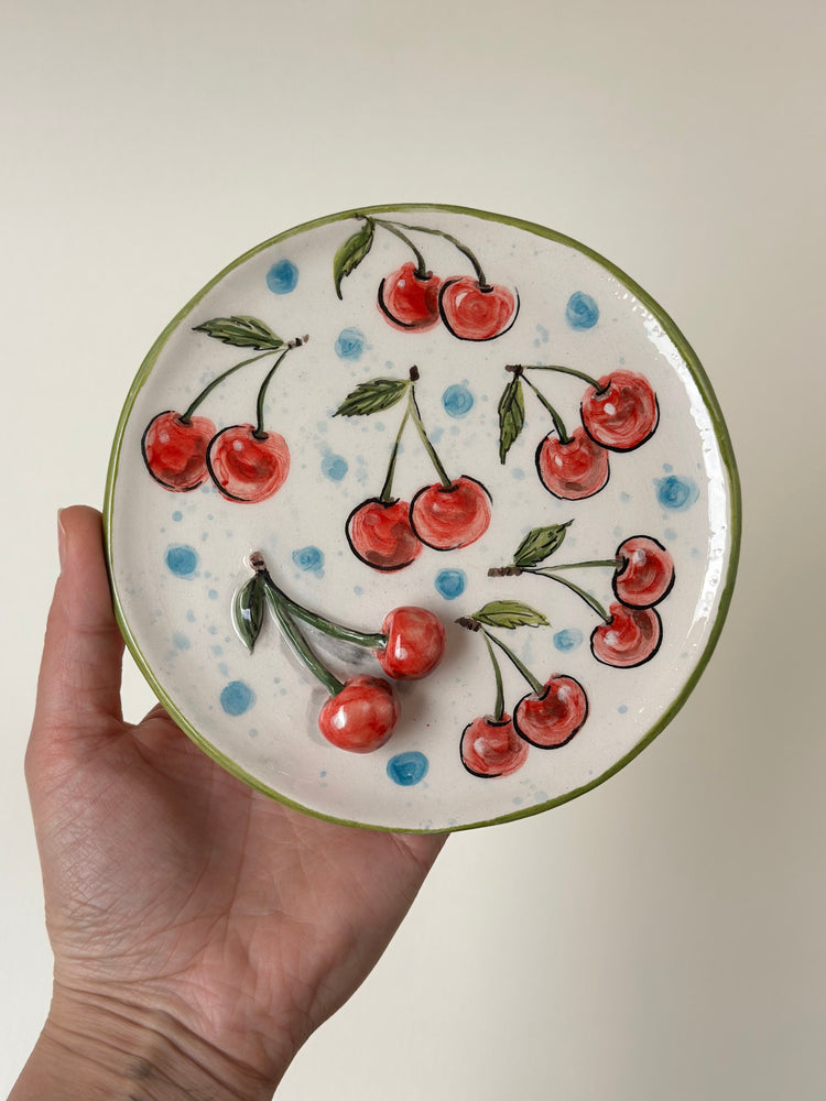 Cherry handmade plate 14x14