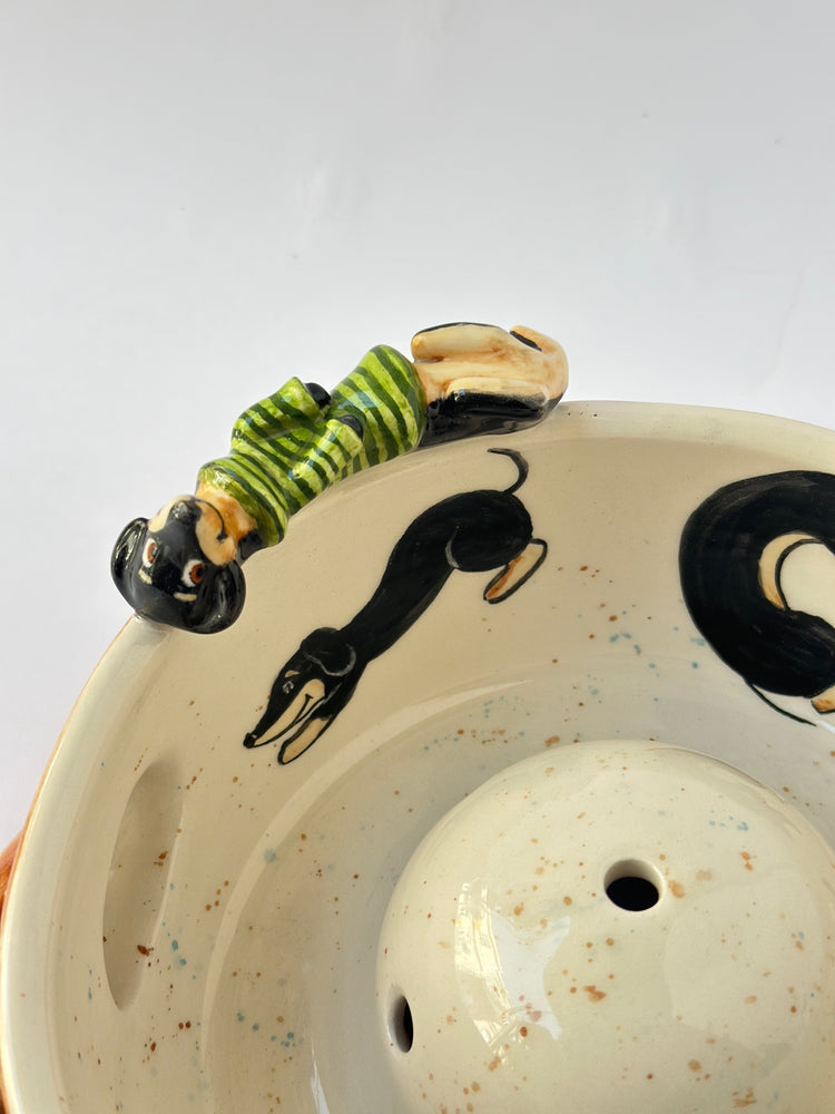 Dachshund dog handmade fruit washing bowl