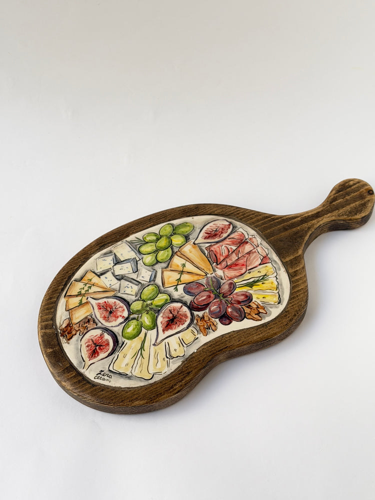 Handmade ceramic wooden serving tray