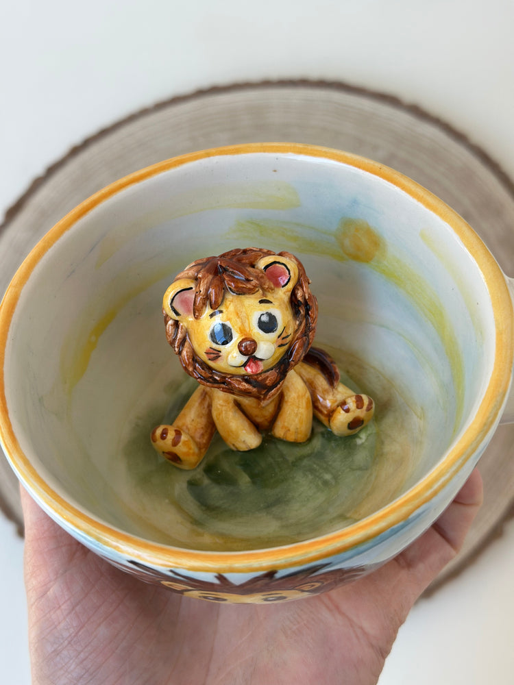Lion handmade ceramic mug