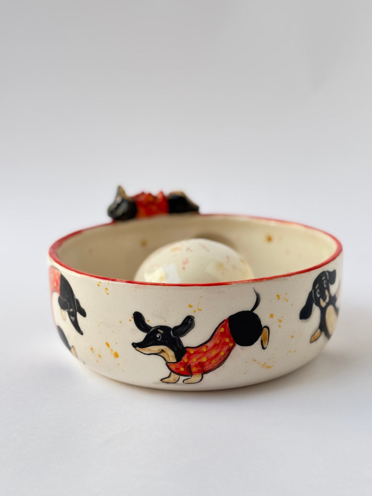 Dachshund dog handmade fruit washing bowl