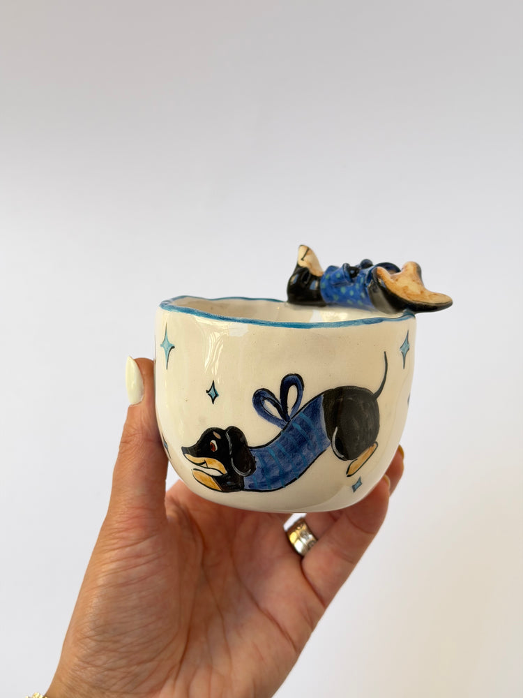 Dachshund dog handmade ceramic cup