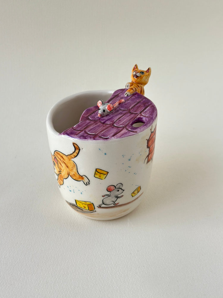 Cat handmade takeaway mug