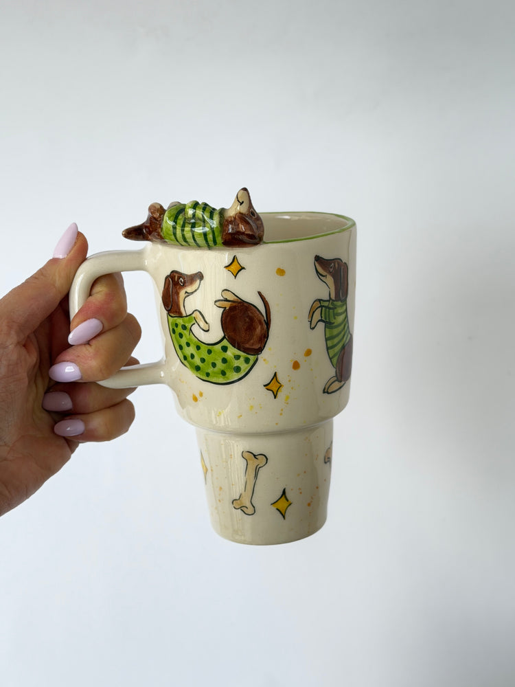 Dachshund dog handmade takeaway mug
