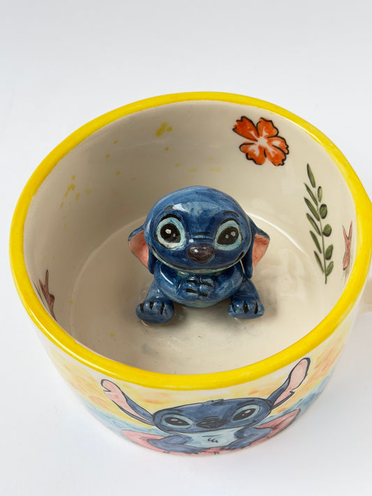 Blue eared monster handmade ceramic mug