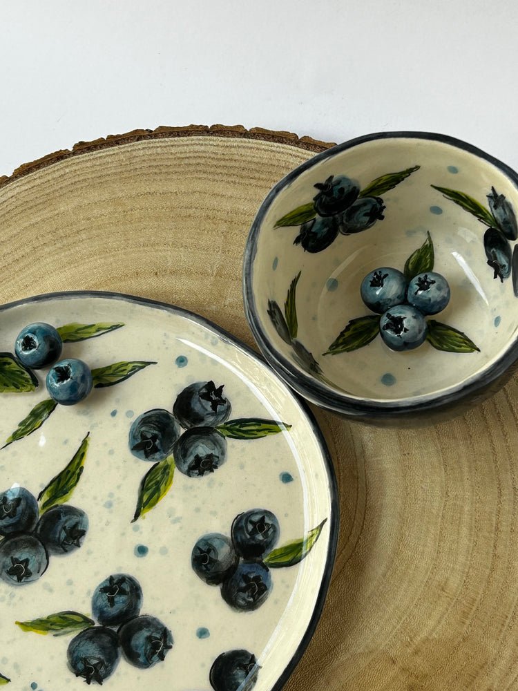 Blueberry handmade cup and plate