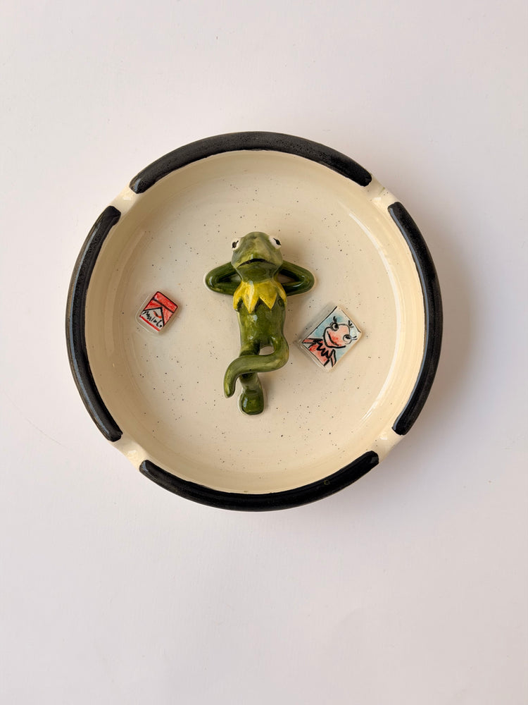 Frog handmade ceramic ashtray