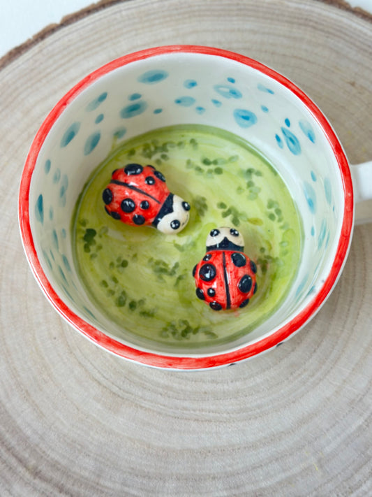 Ladybird handmade mug