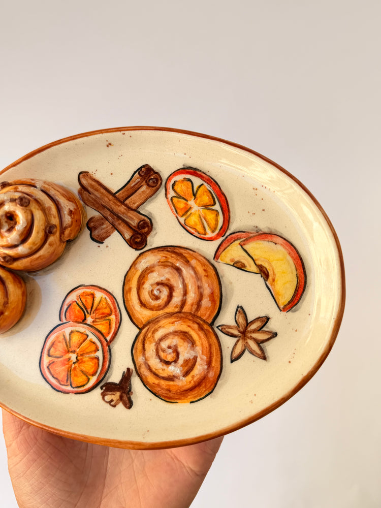 Cinnamon Roll handmade ceramic plate