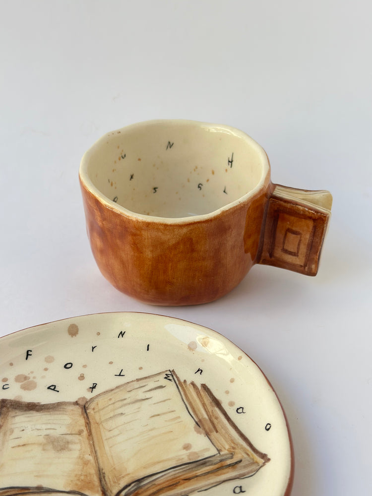 Handmade coffee cup and plate