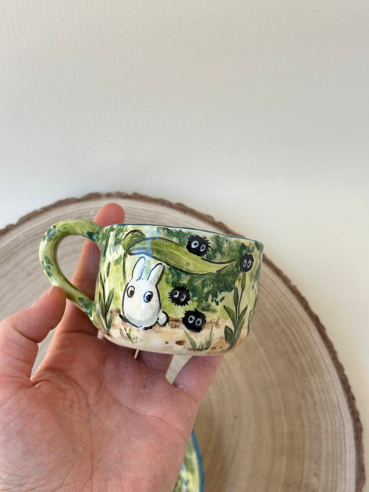 Totoro handmade coffee cup and plate