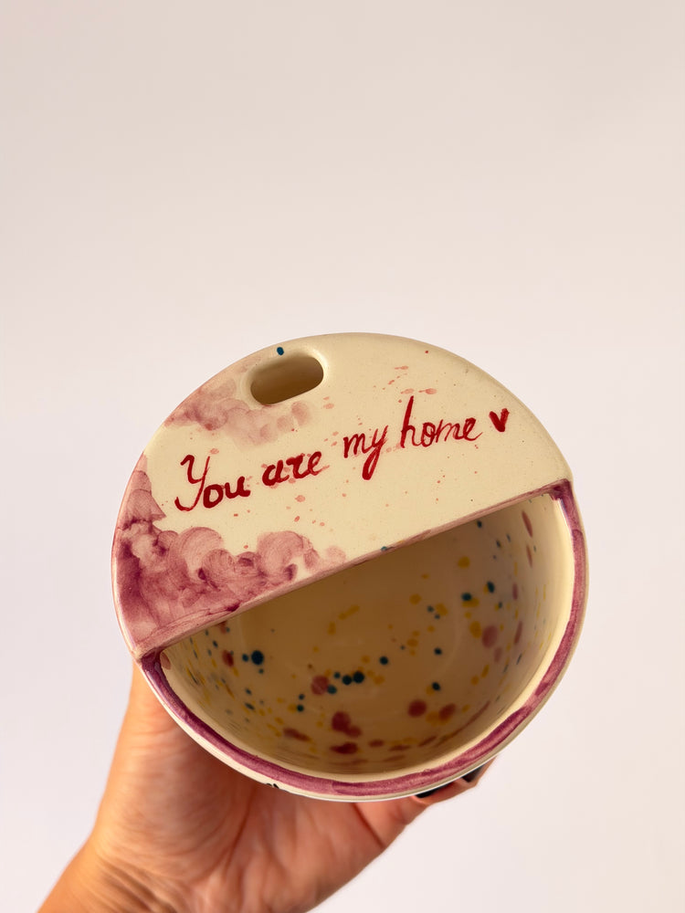 Couple handmade ceramic takeaway mug